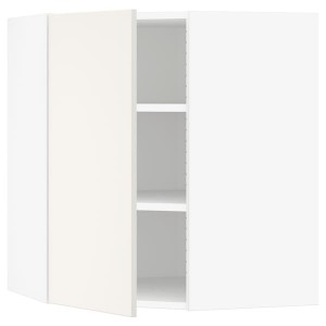 IKEA SEKTION corner wall cabinet with shelves, 26x15x30 in White / Veddinge White, Ikea Outlet | 8495KUNSC