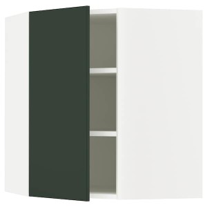 IKEA SEKTION corner wall cabinet with shelves, 26x15x30 in White / Havstorp Deep Green, Ikea Outlet | 4589XPSWB