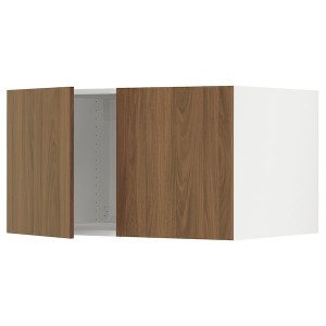 IKEA SEKTION top cab f fridge/freezer w 2 doors, 36x24x20 in White / Tistorp Brown Walnut Effect, Ikea Outlet | 2985BSTFW