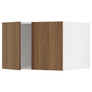 IKEA SEKTION top cab f fridge/freezer w 2 doors, 30x24x20 in White / Tistorp Brown Walnut Effect, Ikea Outlet | 5379OIBNL