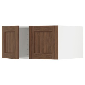 IKEA SEKTION top cab f fridge/freezer w 2 doors, 30x24x15 in White Enköping / Brown Walnut Effect, Ikea Outlet | 9680MJOCG