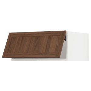 IKEA SEKTION top cab f fridge/freezer w push-op, 36x24x15 in White Enköping / Brown Walnut Effect, Ikea Outlet | 6217TPJXQ
