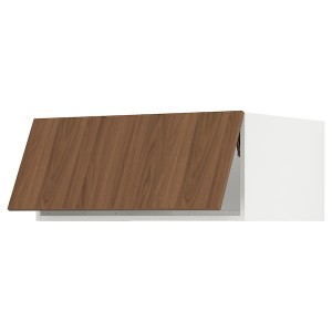 IKEA SEKTION top cab f fridge/freezer w push-op, 36x24x15 in White / Tistorp Brown Walnut Effect, Ikea Outlet | 0321OVXSH