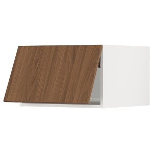 IKEA SEKTION top cab f fridge/freezer w push-op, 24x24x15 in White / Tistorp Brown Walnut Effect, Ikea Outlet | 7408HNTCW
