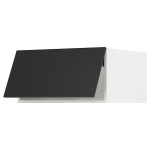 IKEA SEKTION top cabinet for fridge/freezer, 30x24x15 in White / Nickebo Matte Anthracite, Ikea Outlet | 8731CEXLK