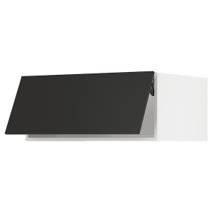 IKEA SEKTION top cabinet for fridge/freezer, 36x24x15 in White / Nickebo Matte Anthracite, Ikea Outlet | 1406ELBYS