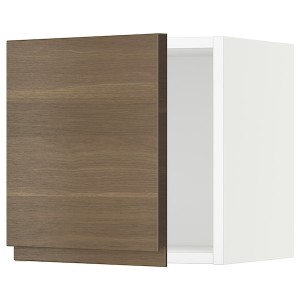 IKEA SEKTION wall cabinet, 15x15x15 in White / Voxtorp Walnut Effect, Ikea Outlet | 1342QFPOC