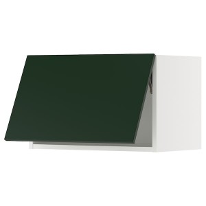 IKEA SEKTION wall cabinet horizontal w/ push-op, 24x15x15 in White / Havstorp Deep Green, Ikea Outlet | 7021DBKTA