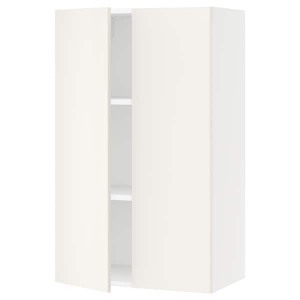 IKEA SEKTION wall cabinet with 2 doors, 24x15x40 in White / Veddinge White, Ikea Outlet | 6471PCHTA