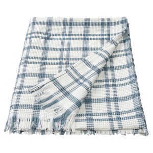 IKEA SIKELVINGE throw, 51x67 in White Blue / Check, Ikea Outlet | 2461KLWMQ