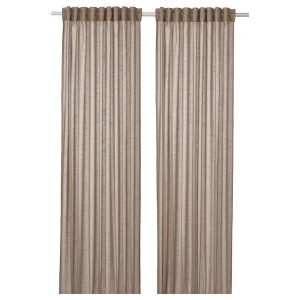 IKEA SILVERLÖNN sheer curtains, 1 pair, 57x98 in Beige, Ikea Outlet | 1275OLQVS