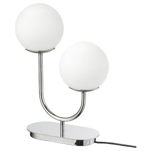 IKEA SIMRISHAMN table lamp with LED bulb, chrome plated/opal glass, 17 in, Ikea Outlet | 9084XAJQM