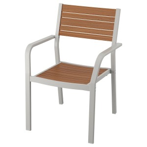 IKEA SJÄLLAND armchair, outdoor, light gray/light brown, Ikea Outlet | 5926RJGTD