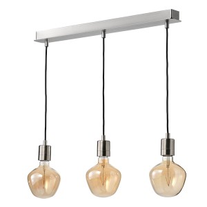 IKEA SKAFTET / MOLNART pendant lamp with LED bulb, rectangle nickel plated/bell-shaped brown clear glass, Ikea Outlet | 7530THGCZ