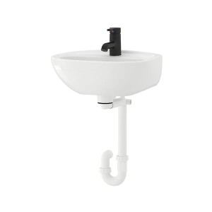 IKEA SKATSJÖN sink w water trap/faucet, 17 3/4x13 3/4 in White / Saljen Faucet, Ikea Outlet | 1679IPDYS