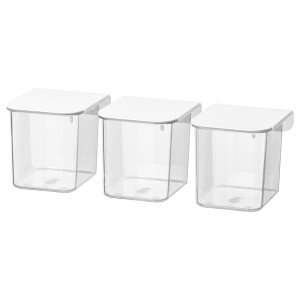 IKEA SKÅDIS container with lid, 3 pack White, Ikea Outlet | 0392IUPJX