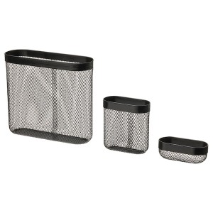 IKEA SKÅDIS storage basket, set of 3 Black, Ikea Outlet | 1406XHYQR