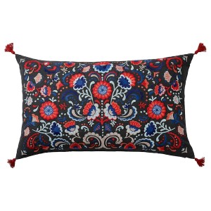 IKEA SKOGSKORN cushion, dark gray/multicolor, 16x26 in, Ikea Outlet | 6078UXFCL