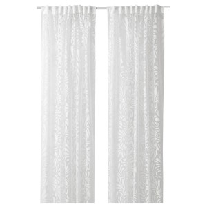 IKEA SKÄREFLY sheer curtains, 1 pair, 57x98 in White, Ikea Outlet | 5392LMASD