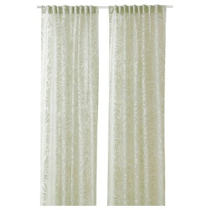 IKEA SKÄREFLY sheer curtains, 1 pair, 57x98 in Green, Ikea Outlet | 3451HEKDX