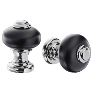IKEA SKÄRHAMN knob, black/chrome plated, 7/8 in, 2 pack, Ikea Outlet | 2104HTKQX