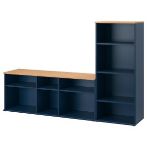 IKEA SKRUVBY TV storage combination, 85x15x55 1/8 in Black / Blue, Ikea Outlet | 9628GKWSP