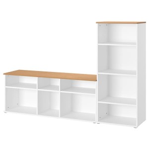 IKEA SKRUVBY TV storage combination, 85x15x55 1/8 in White, Ikea Outlet | 9562QLZXK