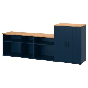 IKEA SKRUVBY TV storage combination, 89x15x35 3/8 in Black / Blue, Ikea Outlet | 8705NFJMZ