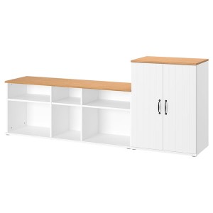 IKEA SKRUVBY TV storage combination, 89x15x35 3/8 in White, Ikea Outlet | 0546OURLB