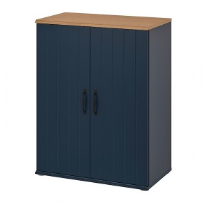 IKEA SKRUVBY cabinet with doors, 27 1/2x35 3/8 in Black / Blue, Ikea Outlet | 2809OLGKN