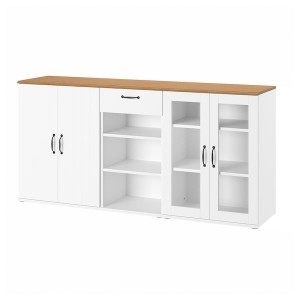 IKEA SKRUVBY storage combination w/glass doors, 74 3/4x35 3/8 in White, Ikea Outlet | 0945OVDRE