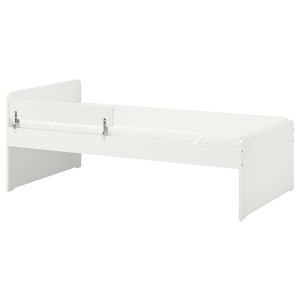 IKEA SLÄKT / NATTAPA bed frame w guard rail+slat bd base, Twin White, Ikea Outlet | 8467OWRPZ