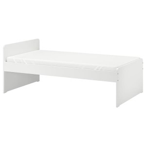 IKEA SLÄKT bed frame with slatted bed base, Twin White, Ikea Outlet | 4293XJTUC