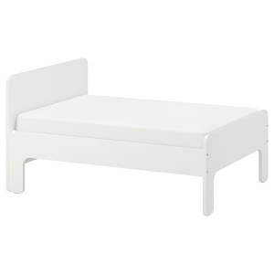 IKEA SLÄKT ext bed frame with slatted bed base, 38 1/4x74 3/4 in White, Ikea Outlet | 8560BRZSE