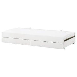IKEA SLÄKT pull-out bed with storage, Twin White, Ikea Outlet | 6890UKCEX