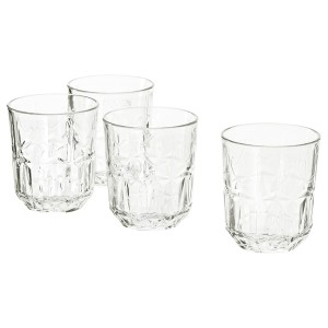 IKEA SÄLLSKAPLIG glass, clear glass/patterned, 9 oz, 4 pack, Ikea Outlet | 7261ZCOWH