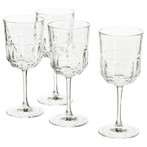 IKEA SÄLLSKAPLIG wine glass, clear glass/patterned, 9 oz, 4 pack, Ikea Outlet | 9824VYPSC