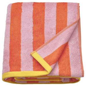IKEA SLÅNHÖSTMAL bath sheet, 39x59 in Orange / Pink Stripe, Ikea Outlet | 0658KJEYP