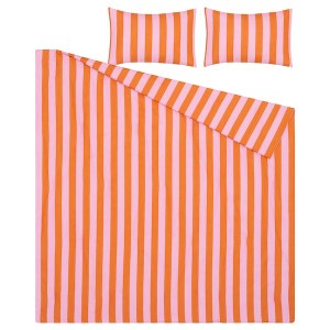 IKEA SLÅNHÖSTMAL comforter set, Full/Queen Pink / Orange, Ikea Outlet | 4560GJZUV