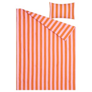 IKEA SLÅNHÖSTMAL comforter set, Twin/Twin X-long Pink / Orange, Ikea Outlet | 1430QORKX