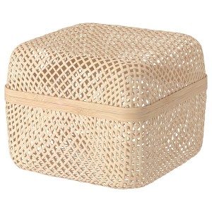 IKEA SMARRA box with lid, natural, 11 ¾x11 ¾x9 in, Ikea Outlet | 5370YBZFT