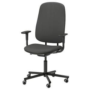 IKEA SMÖRKULL office chair with armrests, Gräsnäs Dark Gray, Ikea Outlet | 4659XIUAO