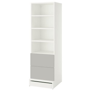 IKEA SMÅSTAD / UPPFÖRA bookcase, 23 5/8x25 5/8x77 1/8 in White Gray / With 2 Drawers, Ikea Outlet | 2490UOBLN
