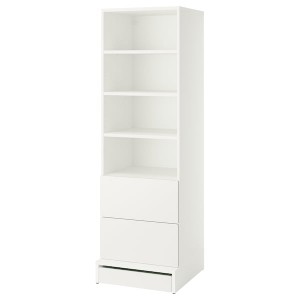 IKEA SMÅSTAD / UPPFÖRA bookcase, with 2 drawers, 23 5/8x25 5/8x77 1/8 in White, Ikea Outlet | 6347YGSAU