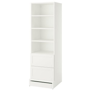 IKEA SMÅSTAD / UPPFÖRA bookcase, with frame/with 2 drawers, 23 5/8x25 5/8x77 1/8 in White, Ikea Outlet | 0719FECGR