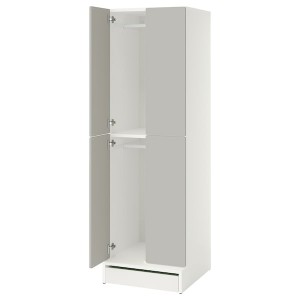 IKEA SMÅSTAD / UPPFÖRA wardrobe, 23 5/8x25 5/8x77 1/8 in White Gray / With 2 Clothes Rails, Ikea Outlet | 5320CMSFJ
