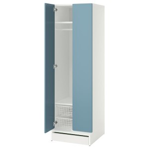 IKEA SMÅSTAD / UPPFÖRA wardrobe, 23 5/8x25 5/8x77 1/8 in White / Blue, Ikea Outlet | 8746YUNSW