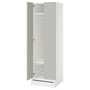 IKEA SMÅSTAD / UPPFÖRA wardrobe, 23 5/8x25 5/8x77 1/8 in White / Gray, Ikea Outlet | 9821DCXVP