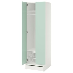 IKEA SMÅSTAD / UPPFÖRA wardrobe, 23 5/8x25 5/8x77 1/8 in White / Light Green, Ikea Outlet | 4603KXSTV