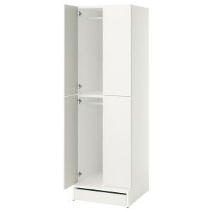 IKEA SMÅSTAD / UPPFÖRA wardrobe, with 2 clothes rails, 23 5/8x25 5/8x77 1/8 in White, Ikea Outlet | 7548SDQPT